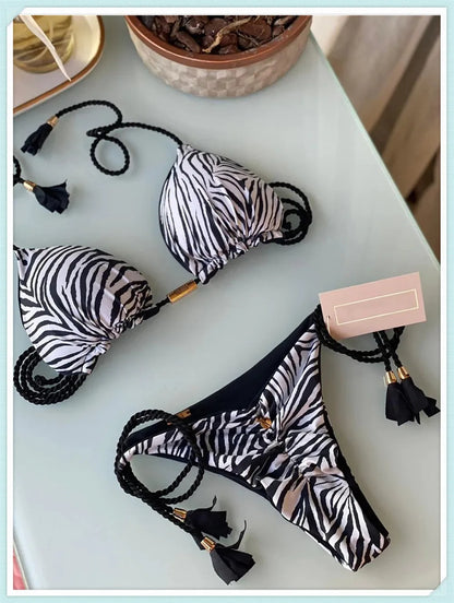 2023 Triangle String Bikini Women Sexy Brazilian Swimsuit Tie Side Thong Swimwear Female Bathing Swimming Suit Summer Beachwear