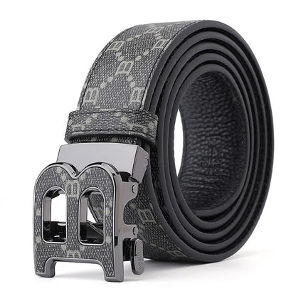 High Quality 3.4cm Business Men Belt Luxury Brand Designer famous canvas Leather Belts for men Jeans Strap Male Buckle belt