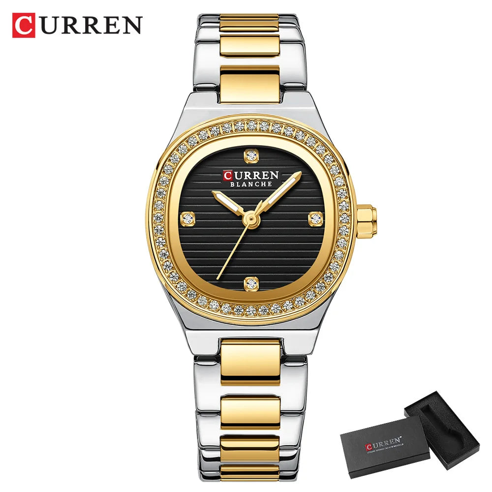 CURREN Round Mini Dial Quartz Watch Ladies Simple Casual Alloy Case Wristwatch Stylish Fashion Gift for Women Montres Femmes