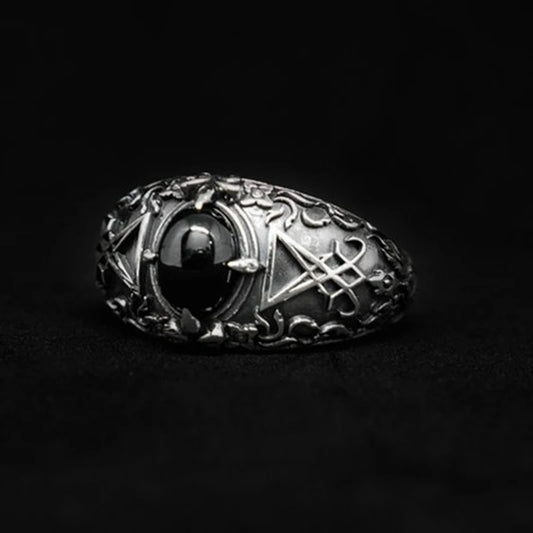 Dropshipping Vintage Sigil Lucifer Rock Ring 316L Stainless Steel Seal of Satan Rings for Men Male Punk Rock Jewelry Gift