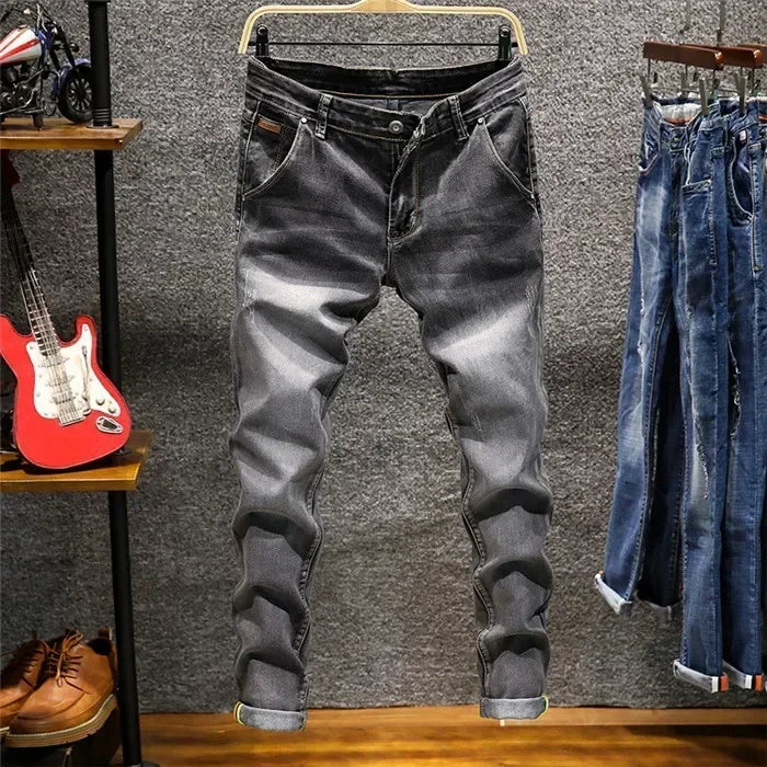 2025 Skinny Jeans Men Zipper Fly Slim Fit Denim Joggers Stretch Male Jean Pencil Pants Blue Men's Jeans Fashion Casual Hombre