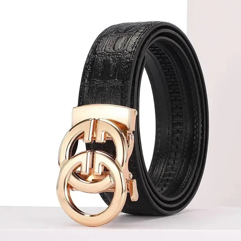 Men belt Genuine Leather Belt Metal Alloy Automatic Buckle Brand Luxury Design Waist Belts for Men Strap Male