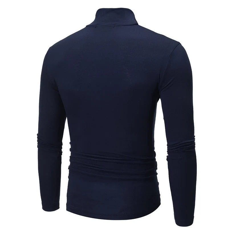 New Fashion Base Tee Shirt Men Slim Fit Knit High Neck Pullover Turtleneck Sweater Tops Shirt