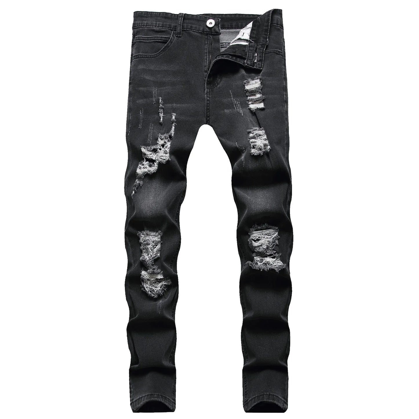 Mens Slim Fit Straight Tube Retro Hip Hop Pants Street Jeans Pants