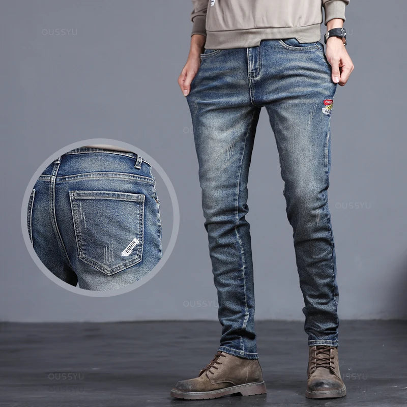 2024 New Men's Stretch Skinny Jeans Fashion Casual Cotton Denim Slim Fit Pants Male Korean Trousers Streetwear Brand Clothing