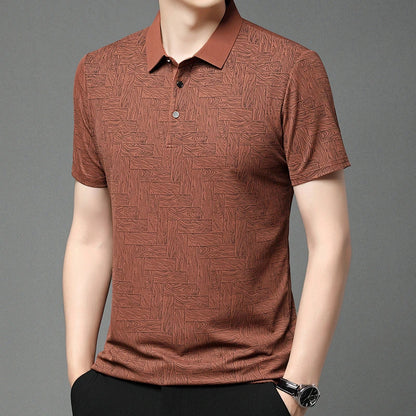 2025Summer New Men's Business Print Short Sleeved POLO Shirt Comfortable and Cool Casual Fashion T-shirt