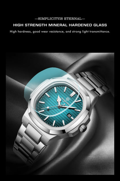 Fashion Men's Watches Business Stainless Steel Quartz Wrist Watch Calendar Date Male Casual Sports Luminous Clock