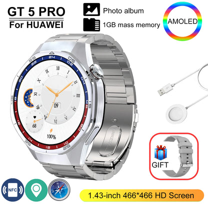 New GT 5 Pro Smart Watch Men Women 1GB Memory 466*466 HD Screen SmartWatch Heart rate Blood oxygen GPS tracker NFC Smartwatch