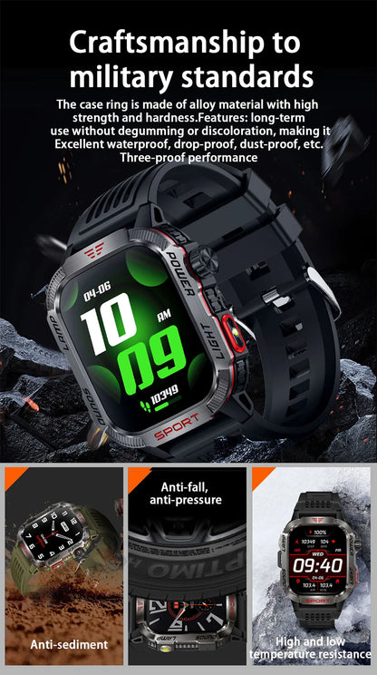 New For Huawei Xiaomi Military GPS Smart Watch Men Flashlight Compass Waterproof Outdoor Sport Tracker Bluetooth Call Smartwatch