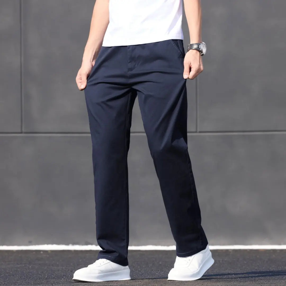 2025 Stretch Men Pants Straight Fit Cotton Golf Trouser Male Spring Summer Formal Dress Office Work Casual Black Navy Blue Khaki