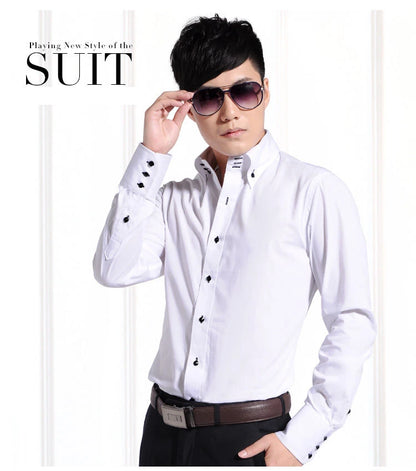 Men's Casual Shirt Long Sleeve Korean Trends Fashion Button-down Collared Shirt Business Dress Shirts Slim Fit Designer Shirts