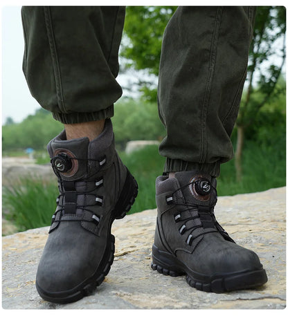 Waterproof Safety Boots Men Indestructible Steel Toe Work Boots Anti-smash Stab-resistant Safety Shoes Biker Botas Para Hombre