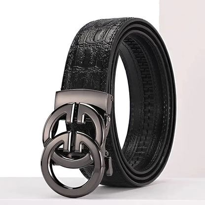 Men belt Genuine Leather Belt Metal Alloy Automatic Buckle Brand Luxury Design Waist Belts for Men Strap Male