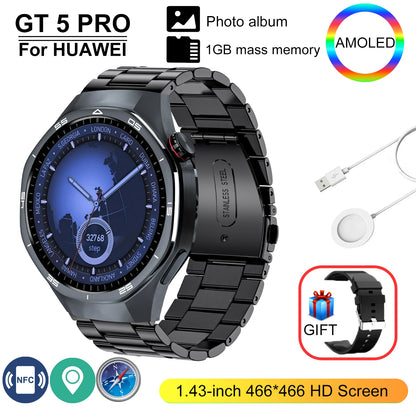 New GT 5 Pro Smart Watch Men Women 1GB Memory 466*466 HD Screen SmartWatch Heart rate Blood oxygen GPS tracker NFC Smartwatch