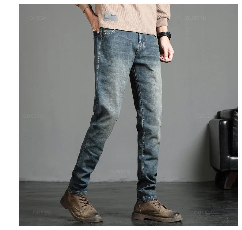 2024 New Men's Stretch Skinny Jeans Fashion Casual Cotton Denim Slim Fit Pants Male Korean Trousers Streetwear Brand Clothing