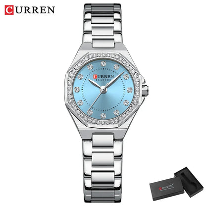 CURREN Original Diamond Watch for Women Fashion Elegant Stainless Steel Waterproof Quartz Wristwatch Luxury Ladies Dress Watches