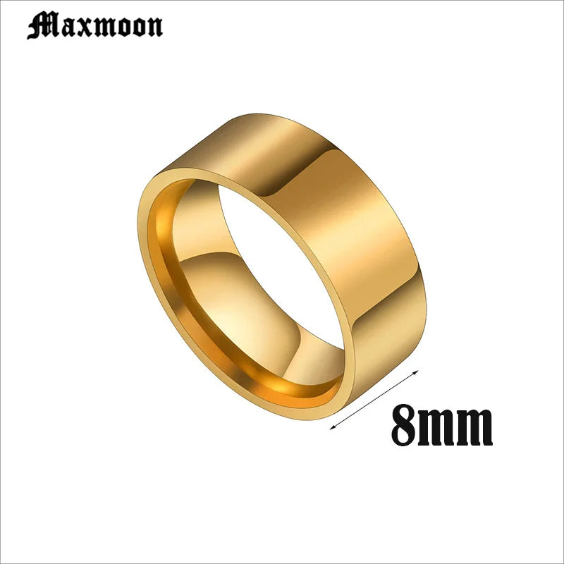 Maxmoon 2019 New black Titanium Steel finger ring for men Silver Color plated rings Women accessories Ring Jewelry Couple