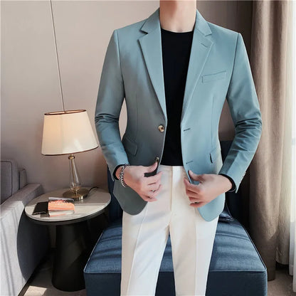 2025 High Quality Solid Single Button Casual Blazer Men's Korean Simple Business Elegant Fashion Party Slim Fit Suit Jacket 4XL