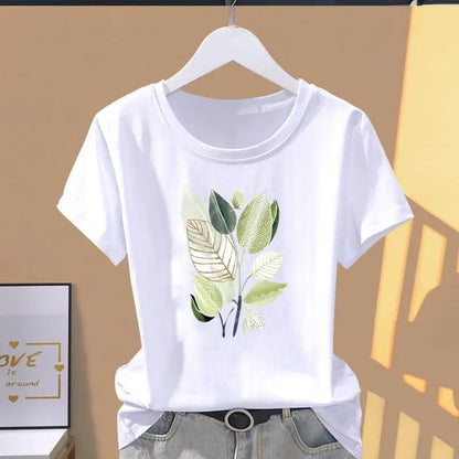 Modal Female Print Fashion Cute Internet Celebrity Short-sleeved T-shirt Women Clothing  Tops  Oversized T Shirt