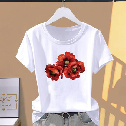 Modal Female Print Fashion Cute Internet Celebrity Short-sleeved T-shirt Women Clothing  Tops  Oversized T Shirt