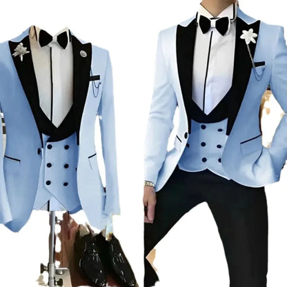 Slim Fit white Men Suits 3 Piece Groom Tuxedos for Wedding Groomsmen Italian Style Suit Jacket with Double Breasted Vest Pants