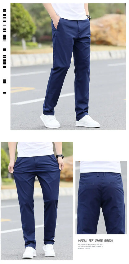 Men's High-Quality Chinos -Cotton Casual Trousers - Breathable Straight Pants (Sizes w28-w40)