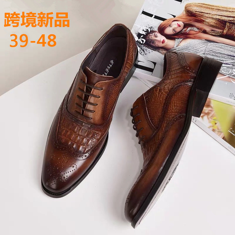 Men casual shoes Brock Oxford retro crocodile leather men formal spring and autumn 2022 new 's for