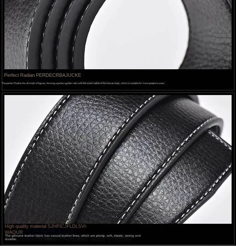 Luxury Belts For Men Without Buckle High Quality Pin Buckle Belt Male Fashion Brand Cow Genuine Leather Waistband 3.8cm Ceinture