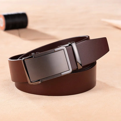 BISON DENIME Male Belts  Automatic Alloy Buckle Business Casual Men Waist Strap Fashion Cow Genuine Leather Belt Free Shipping