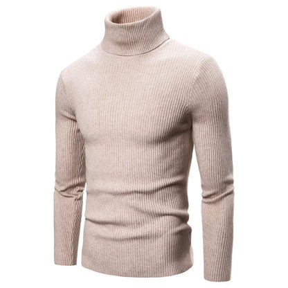 Autumn Winter New Men's Turtleneck Sweater Male Version Casual All-match Long Sleeved Stripes Knitted Sweater Pullover