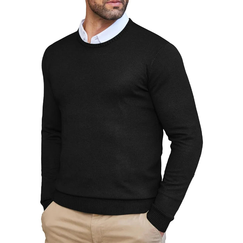 Autumn Men's Dress Crew Neck Sweater Slim Fit Lightweight Sweatshirts Knitted Pullover Casual Fashion Long Sleeve Sweater