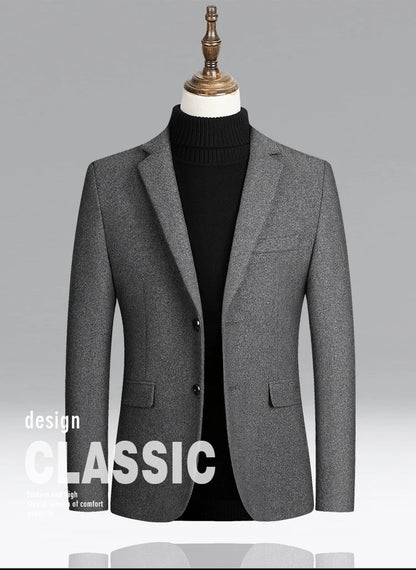 BROWON Brand Business Casual Wool Blazer Men 2025 Autumn and Winter New Solid Men Blazer Regular Fit Long Sleeve Blazers for Men