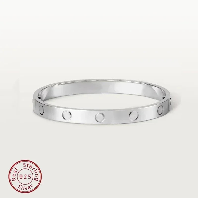 S925 Silver Original Logo 5A Quality LOVE Bracelet, Available in Three Colors, Essential for Noble Ladies