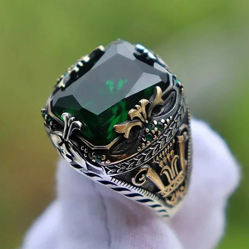 New Men's Ring Inset with Artificial Zircon Personality Retro Overbearing Attend Banquet Party Casual