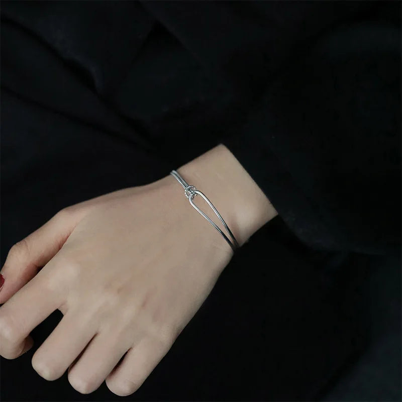 VENTFILLE 925 Sterling Silver Geometric Square Round Bead Bracelet For Women Personality Temperament Simple Hand Jewelry Party