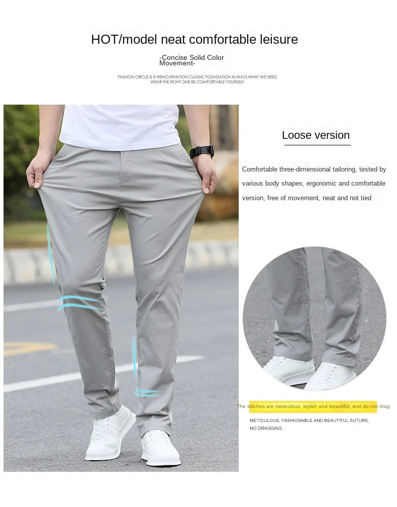 Men's High-Quality Chinos -Cotton Casual Trousers - Breathable Straight Pants (Sizes w28-w40)