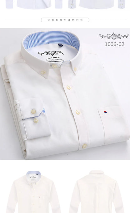 New in shirt Cotton long-sleeve shirts for men slim fit formal plain tops single pocket solid color office tops fashion clothes