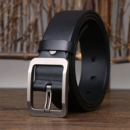 Man Retro PU Leather Belt Pin Buckle Jeans Black Belt Business Casual Luxury Brand Vintage Strap Waistband