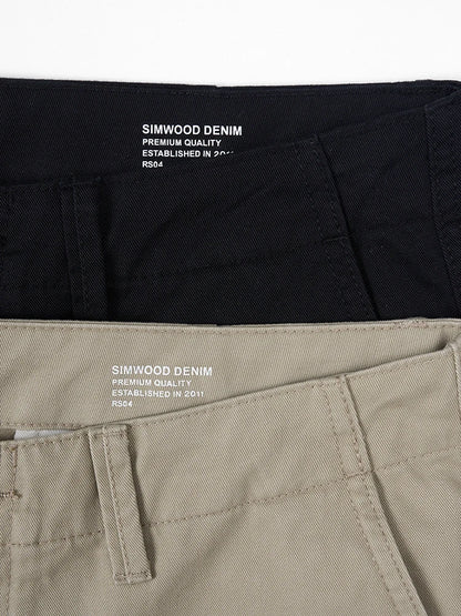 SIMWOOD 2024 Autumn New Regular Straight Pants Men 320gsm Dark Washed Fabric Chinos Plus Size Trouseres