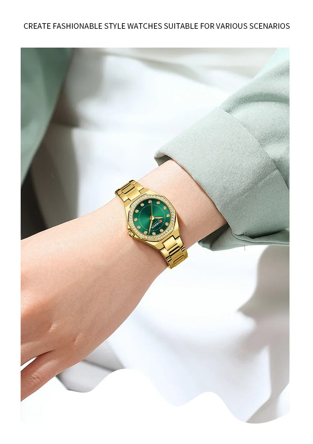 CURREN Original Diamond Watch for Women Fashion Elegant Stainless Steel Waterproof Quartz Wristwatch Luxury Ladies Dress Watches