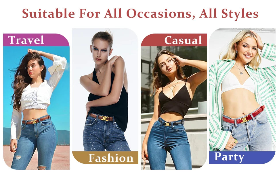 Fashion Women Genuine Leather Belts High Quality Gold Buckle Best Matching Dress Jeans Belts for women