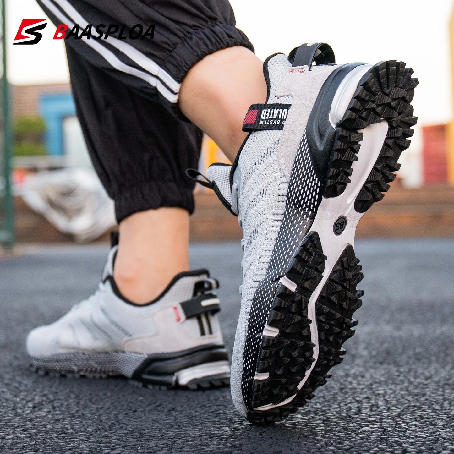 Baasploa Men Running Shoes Lightweight Sneakers Designer Sneaker Male Breathable Tennis Shoe Non Slip 2023 New Sport Shoes