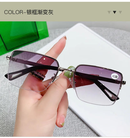 New Myopia Glasses Business Half Frame Anti Blue Light Glasses Man Fashion Myopia Glasses Diopter -1.0 To -4.0