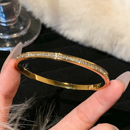 Stainless Steel Gold Plated Luxury Handmade Crystal Accessory Women Wrap Bangle Bracelet Jewelry Non Tarnished