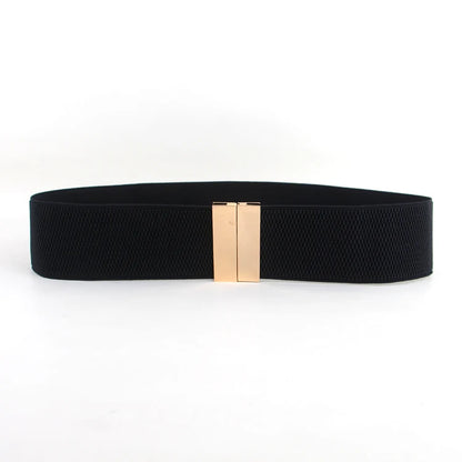 New Wide Elastic Black Belt Dress Stretch Waist Belts Women Dress Coat Accessories Waistband Corset Waist Metal Buckle Lady