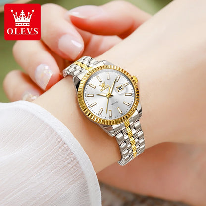 OLEVS 5593 Woman Watch Stainless Steel Waterproof Auto Date Elegant Ladies Wristwatch Luxury Original Quartz Watch for Women New