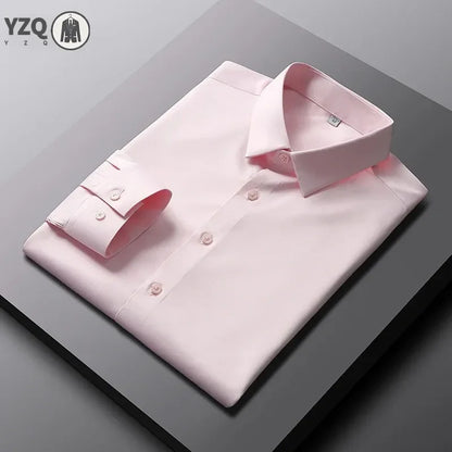 Men's Casual and Fashionable Long Sleeved Solid Color Shirt Non Ironing and Wrinkle Resistant Business Top