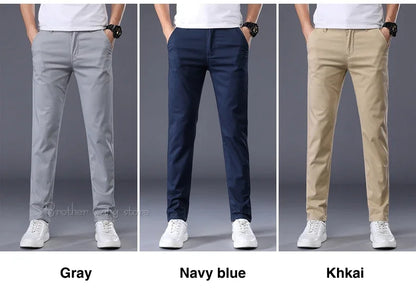 7 Colors Men's Classic Summer Thin Casual Pants Business Fashion Stretch Cotton Slim Solid Color Trousers Male Brand Clothes