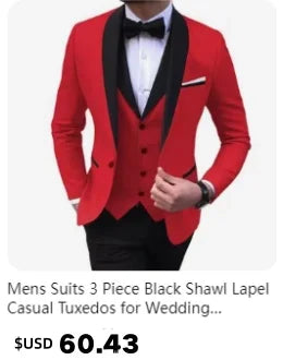 2025 Wedding Groom Suit for Men/Slim Fit 2-Piece(Blazer+pants)Breathable Groom Attire(Free Tie)Best Man, Party, Prom Ropa Hombre