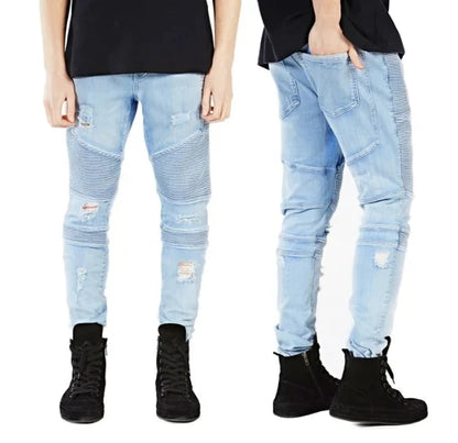 Men Skinny Jeans Men Runway Slim Racer Biker Jeans Strech Hiphop Jeans For Men Y2036